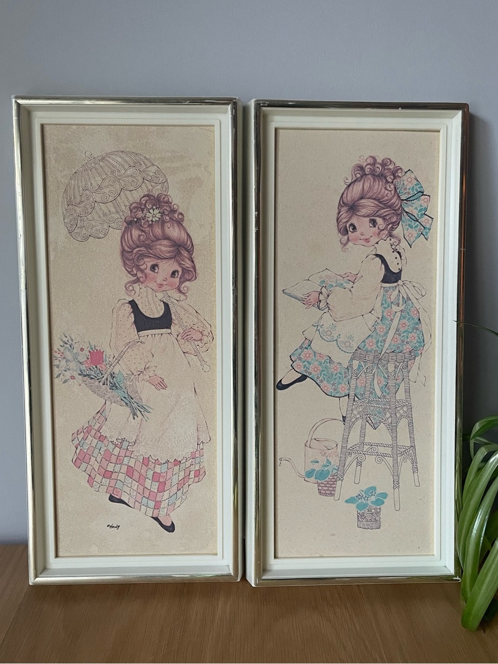 Vintage 1970s Prairie Girl Wendy Lithograph Art Print Set of 2
